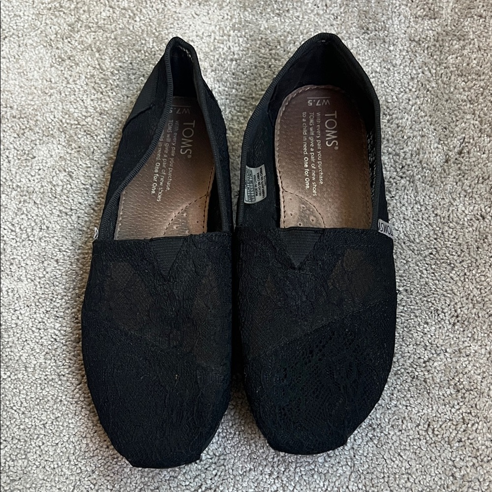 Toms Black Lace Women's Flats